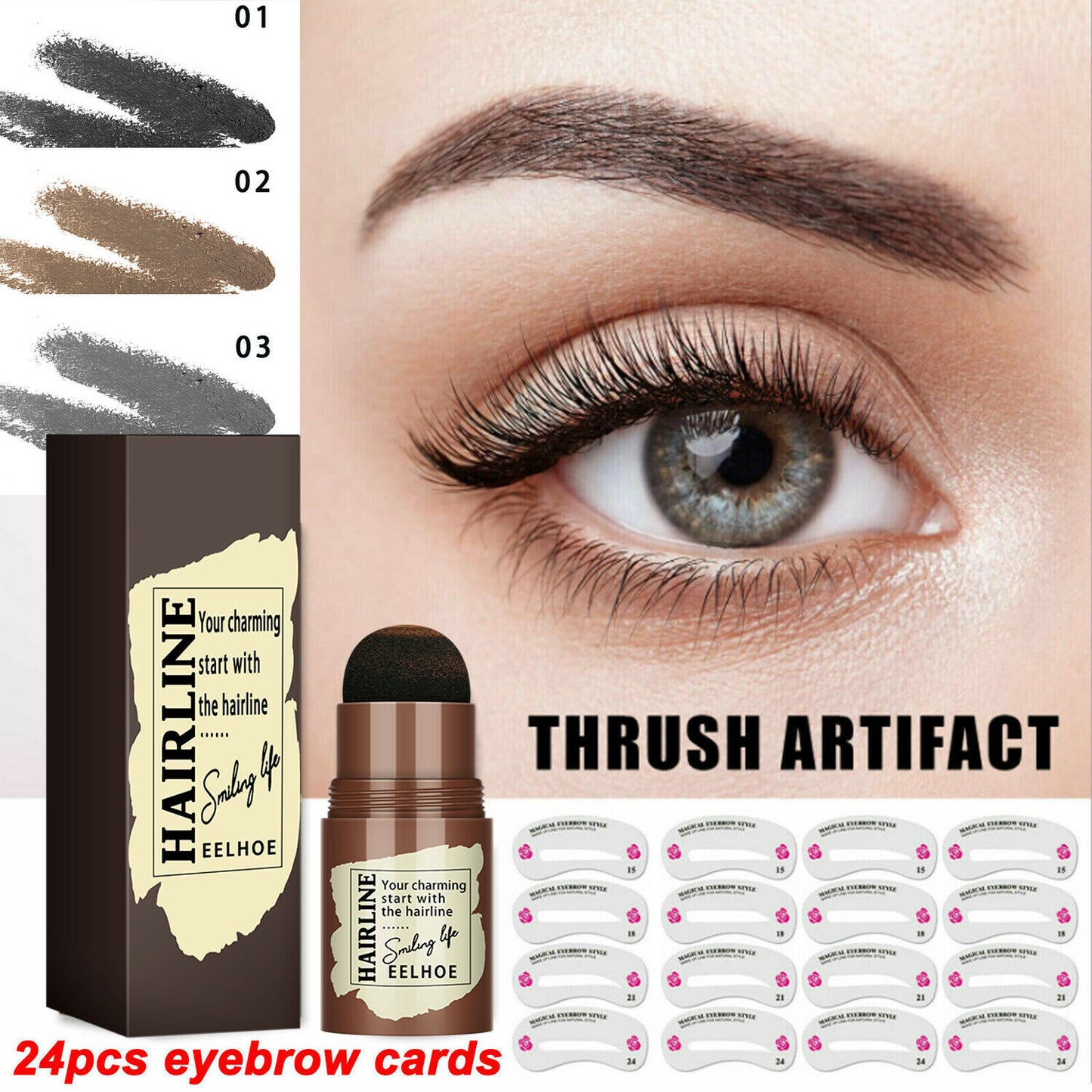 Augenbrauenstempel Schablonen-Kit, 24-teilige Augenbrauen-Formschablonen, langlebiger Augenbrauen-Brauen-Definer, perfektes Make-up-Wiederverwendbares Kit - beautyshop-24