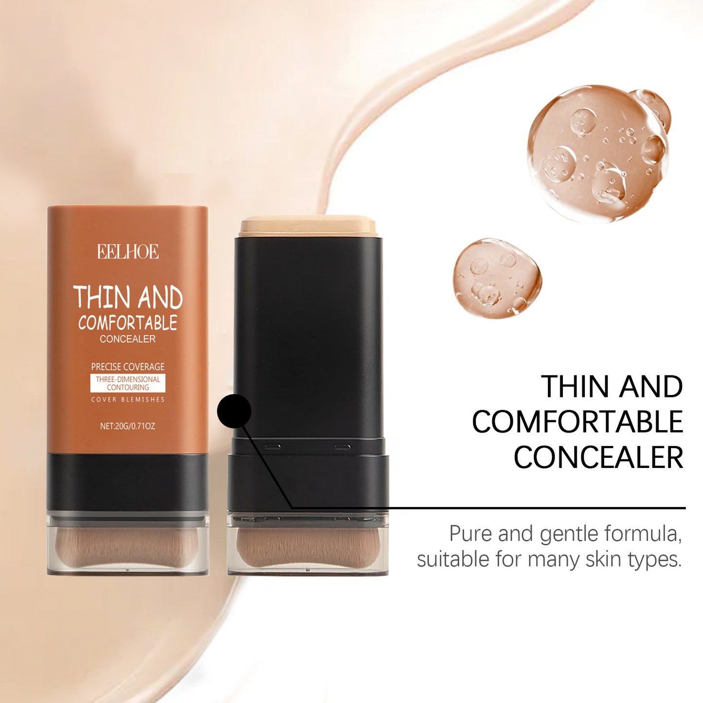 Foundation Stick mit Pinsel, Make-up Foundation Concealer, Concealer Make-up Foundation volle Deckkraft, Milch Make-up Foundation, Concealer volle Abdeckung - beautyshop-24