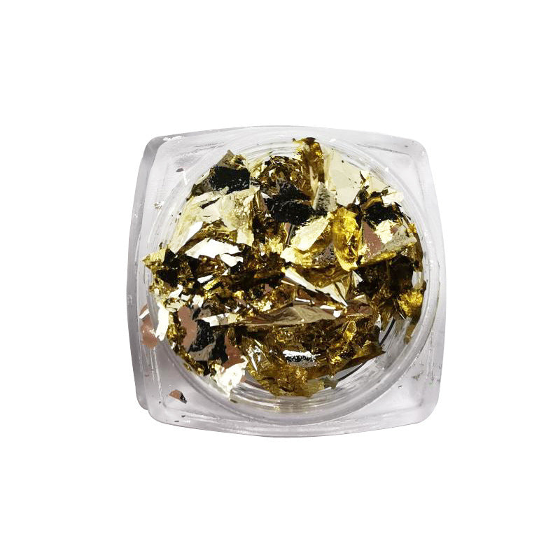 Goldfolie gebrochene Pailletten Nagelschmuck 6-teiliges Maniküre-Set - beautyshop-24