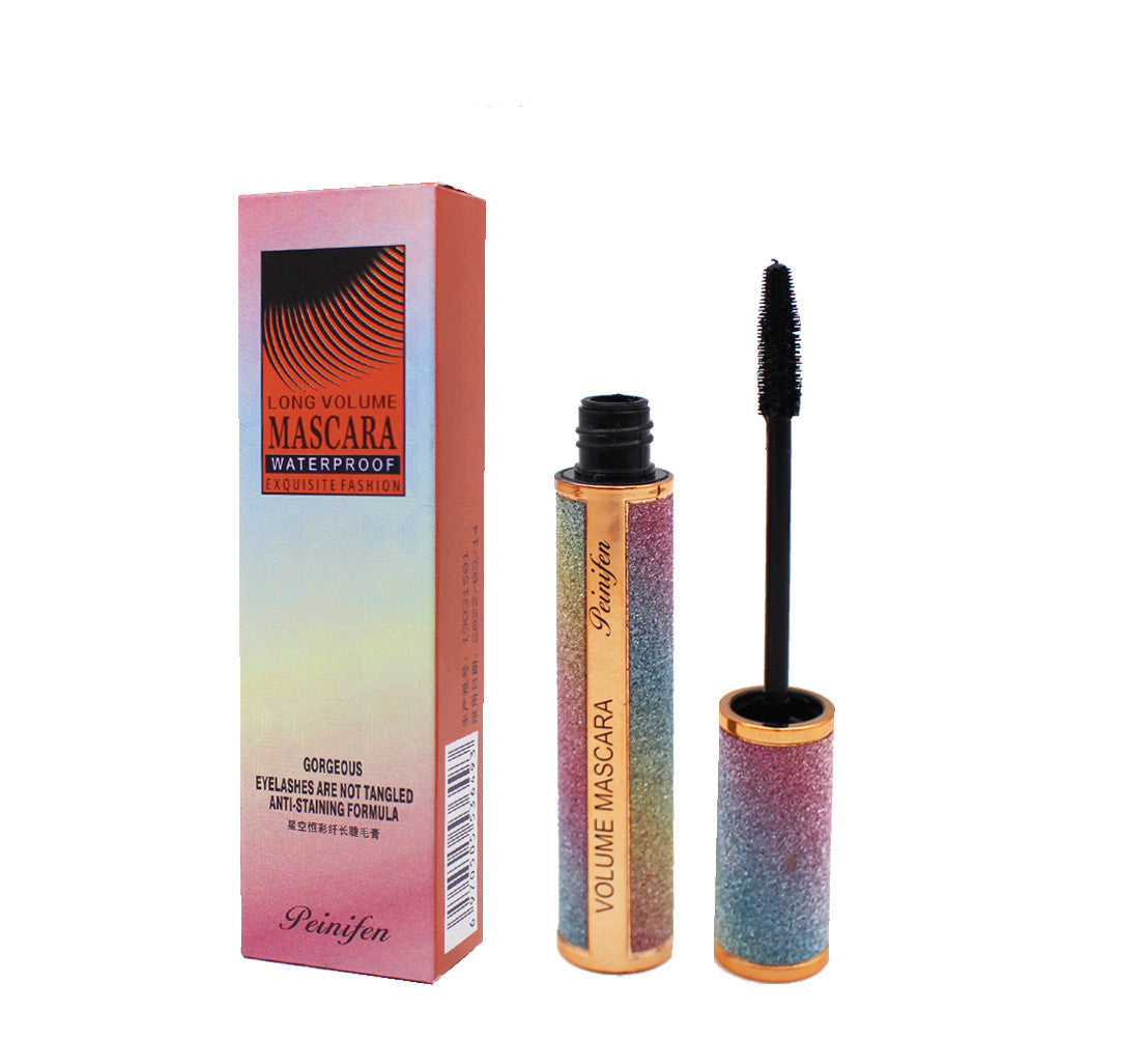 Starry Sky Slim Mascara Thick Curling Wasserfest, schweißfest und nicht leicht zu verwischen Make-Up Schwarze Wimperntusche