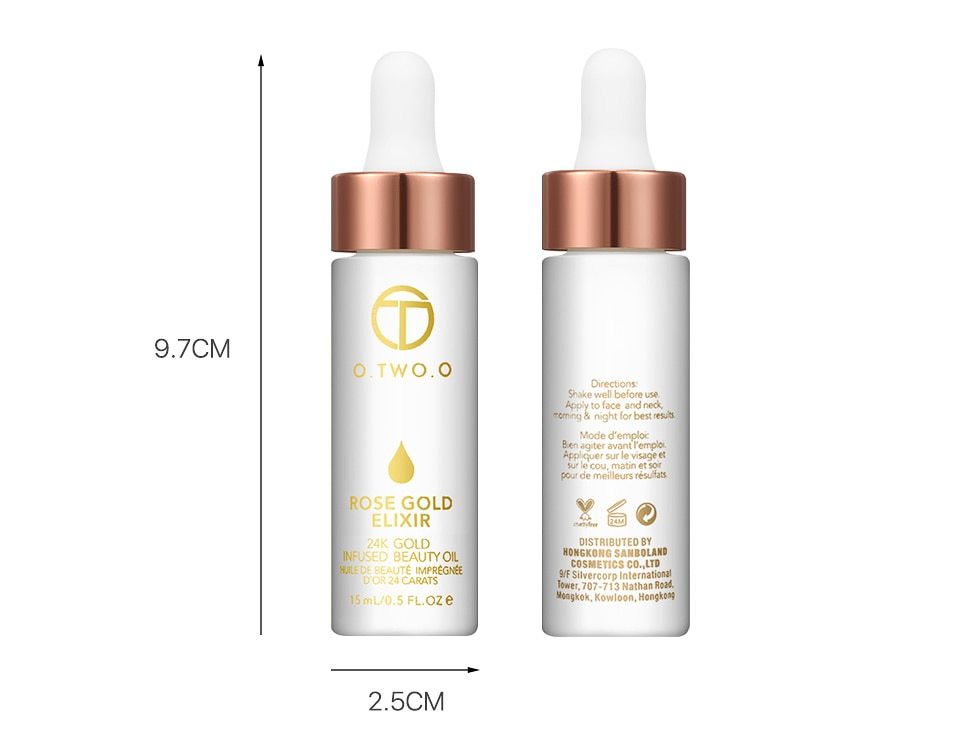 24k Rose Gold Elixier Haut-Make-up-Öl für das Gesicht Ätherisches Öl vor der Grundierung Foundation Feuchtigkeitsspendendes Gesichtsöl Anti-Aging