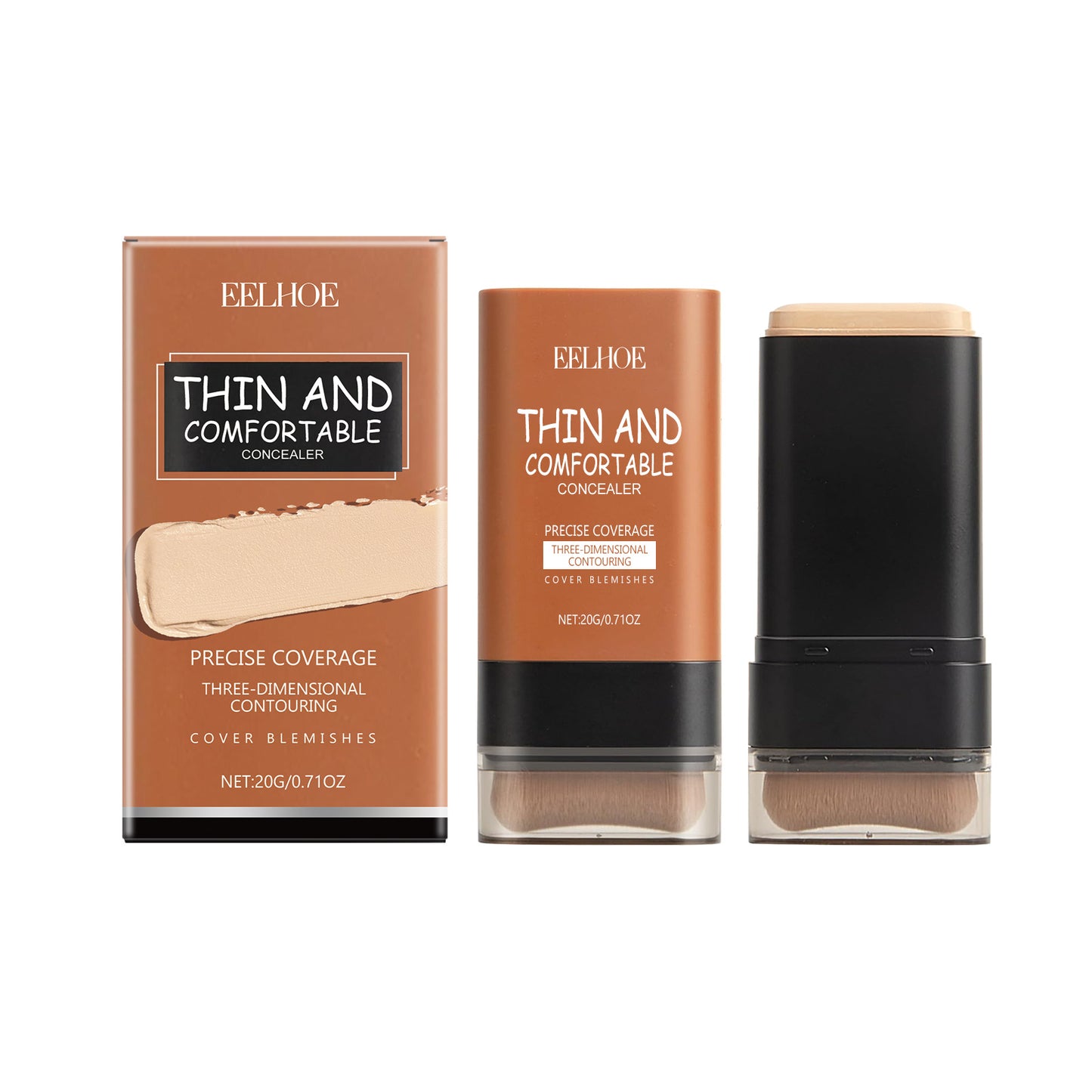 Foundation Stick mit Pinsel, Make-up Foundation Concealer, Concealer Make-up Foundation volle Deckkraft, Milch Make-up Foundation, Concealer volle Abdeckung - beautyshop-24