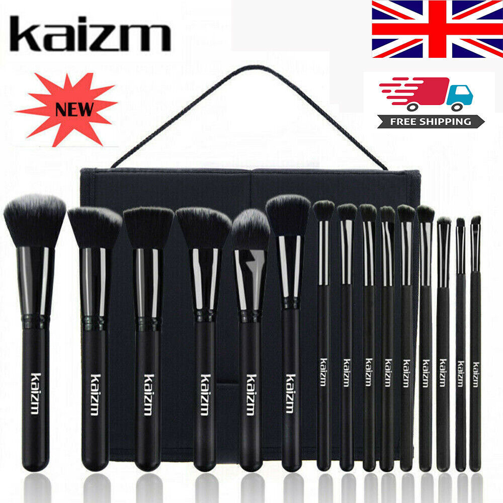15Pcs Schwarz Make Up Pinsel Frau Set Mit Tasche Foundation Eyeliner Lidschatten