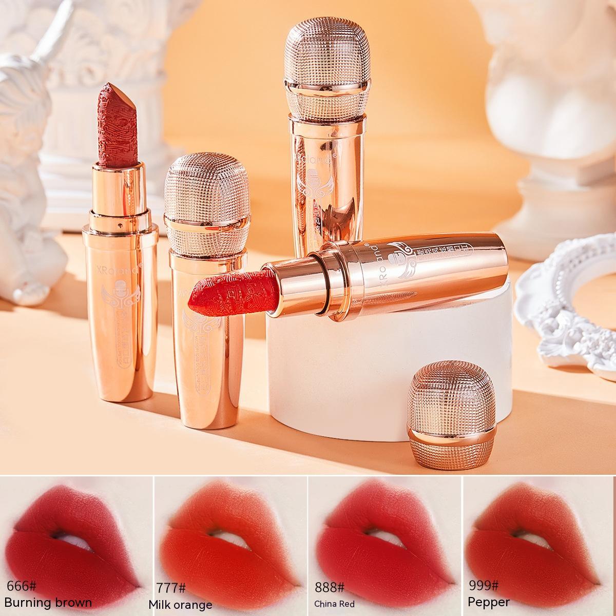 Cool Microphone Embossed Lipstick Not Easy To Makeup Long-lasting No Stain On Cup Matte Moisturizing Lip Lacquer Creative Lip Makeup - beautyshop-24