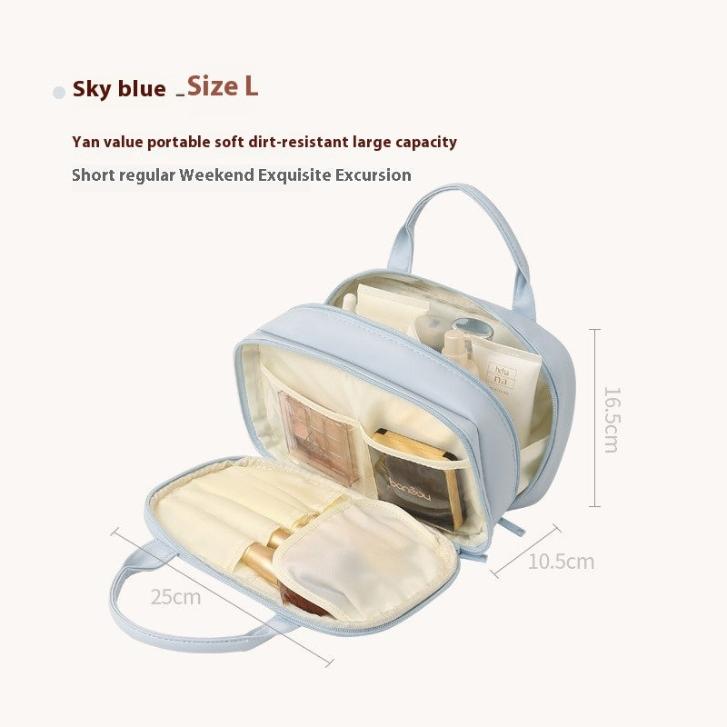 Neue tragbare Kosmetiktasche mit Griff Wasserdichte Make-up-Toilettenartikel Handtasche mit großer Kapazität Multifunktionale Aufbewahrungs-Reisetasche für Frauen