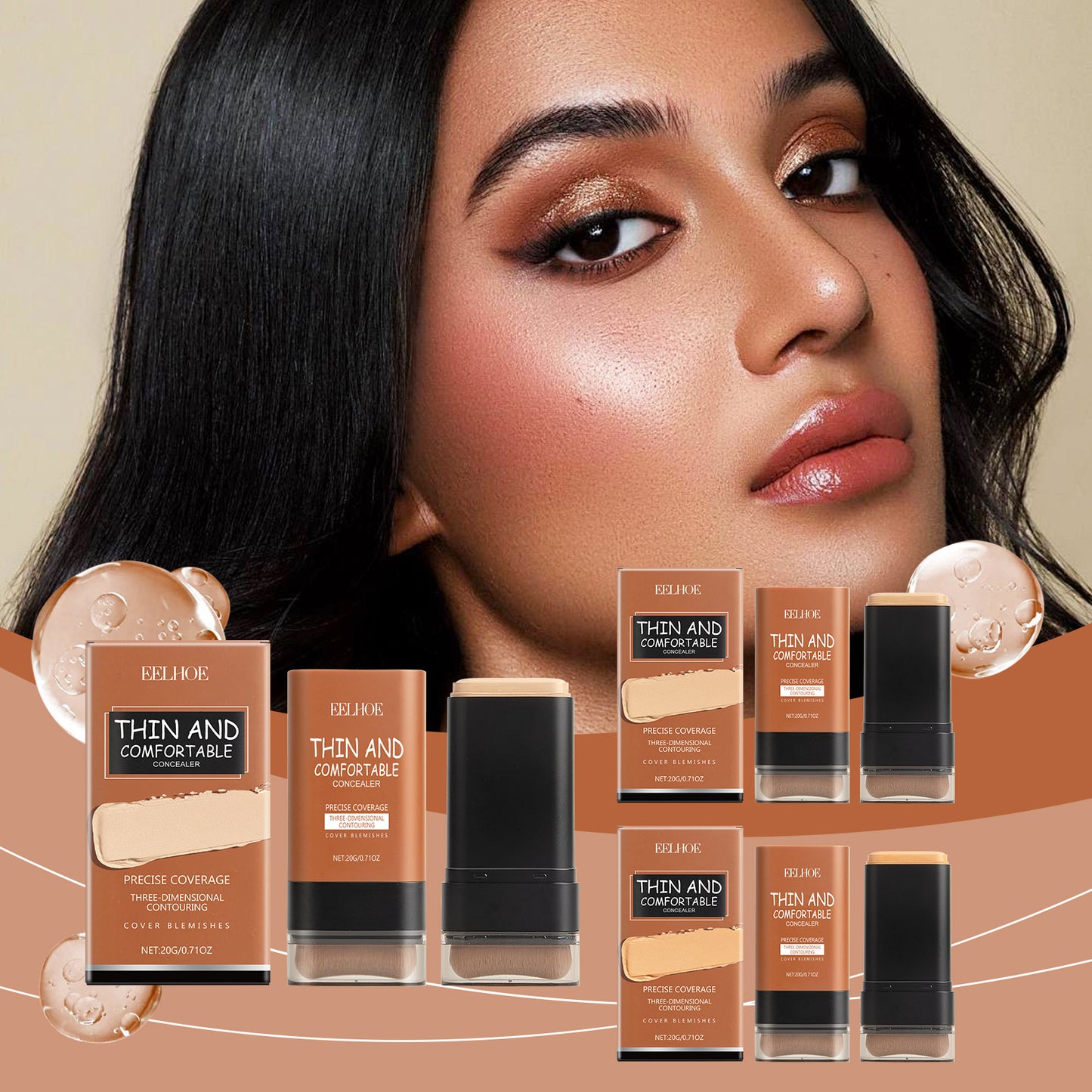 Foundation Stick mit Pinsel, Make-up Foundation Concealer, Concealer Make-up Foundation volle Deckkraft, Milch Make-up Foundation, Concealer volle Abdeckung - beautyshop-24