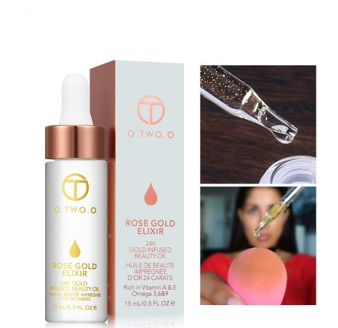 24k Rose Gold Elixier Haut-Make-up-Öl für das Gesicht Ätherisches Öl vor der Grundierung Foundation Feuchtigkeitsspendendes Gesichtsöl Anti-Aging