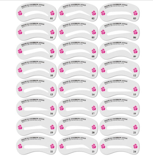 Augenbrauenstempel Schablonen-Kit, 24-teilige Augenbrauen-Formschablonen, langlebiger Augenbrauen-Brauen-Definer, perfektes Make-up-Wiederverwendbares Kit - beautyshop-24