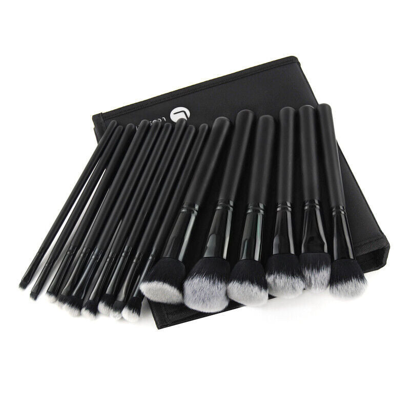 15Pcs Schwarz Make Up Pinsel Frau Set Mit Tasche Foundation Eyeliner Lidschatten