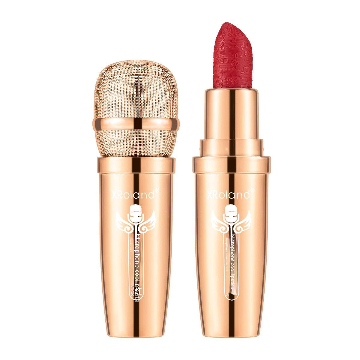 Cool Microphone Embossed Lipstick Not Easy To Makeup Long-lasting No Stain On Cup Matte Moisturizing Lip Lacquer Creative Lip Makeup - beautyshop-24