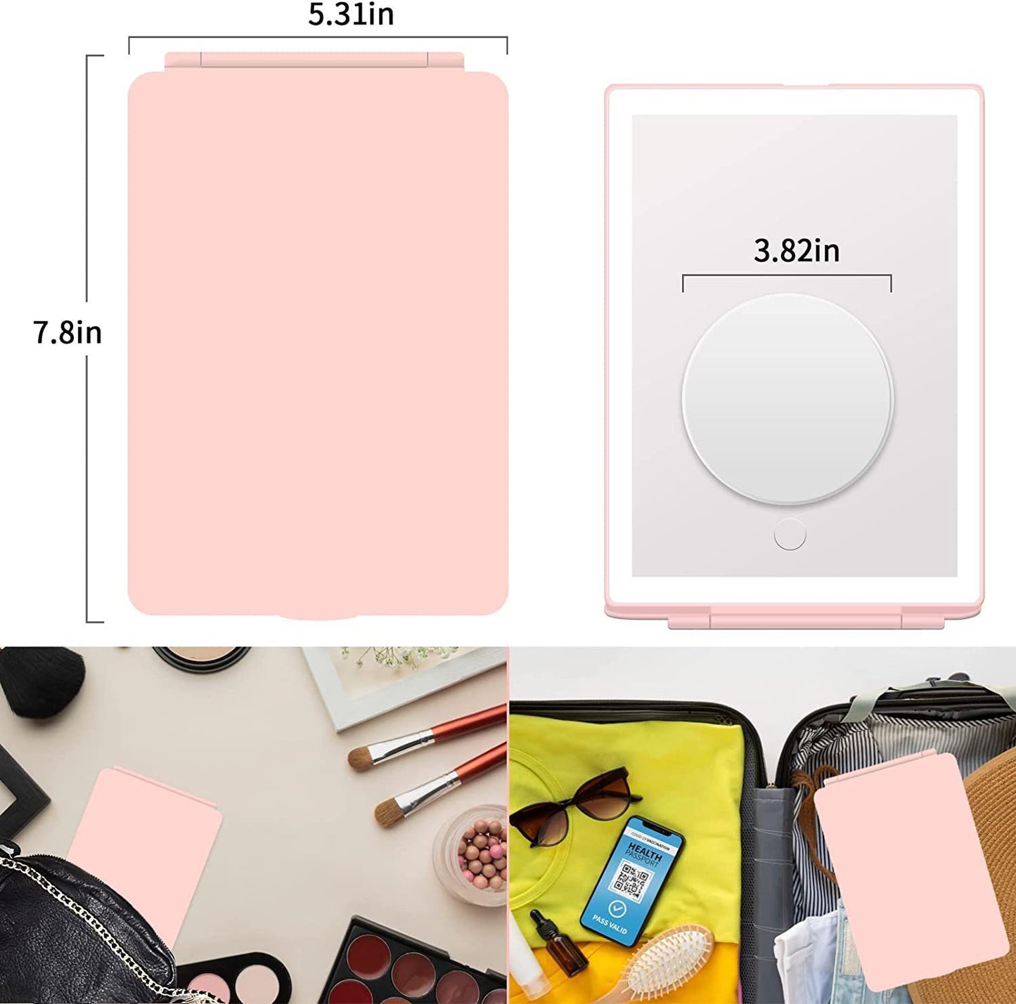 Faltbar mit Light Touch LED-Schminkspiegel