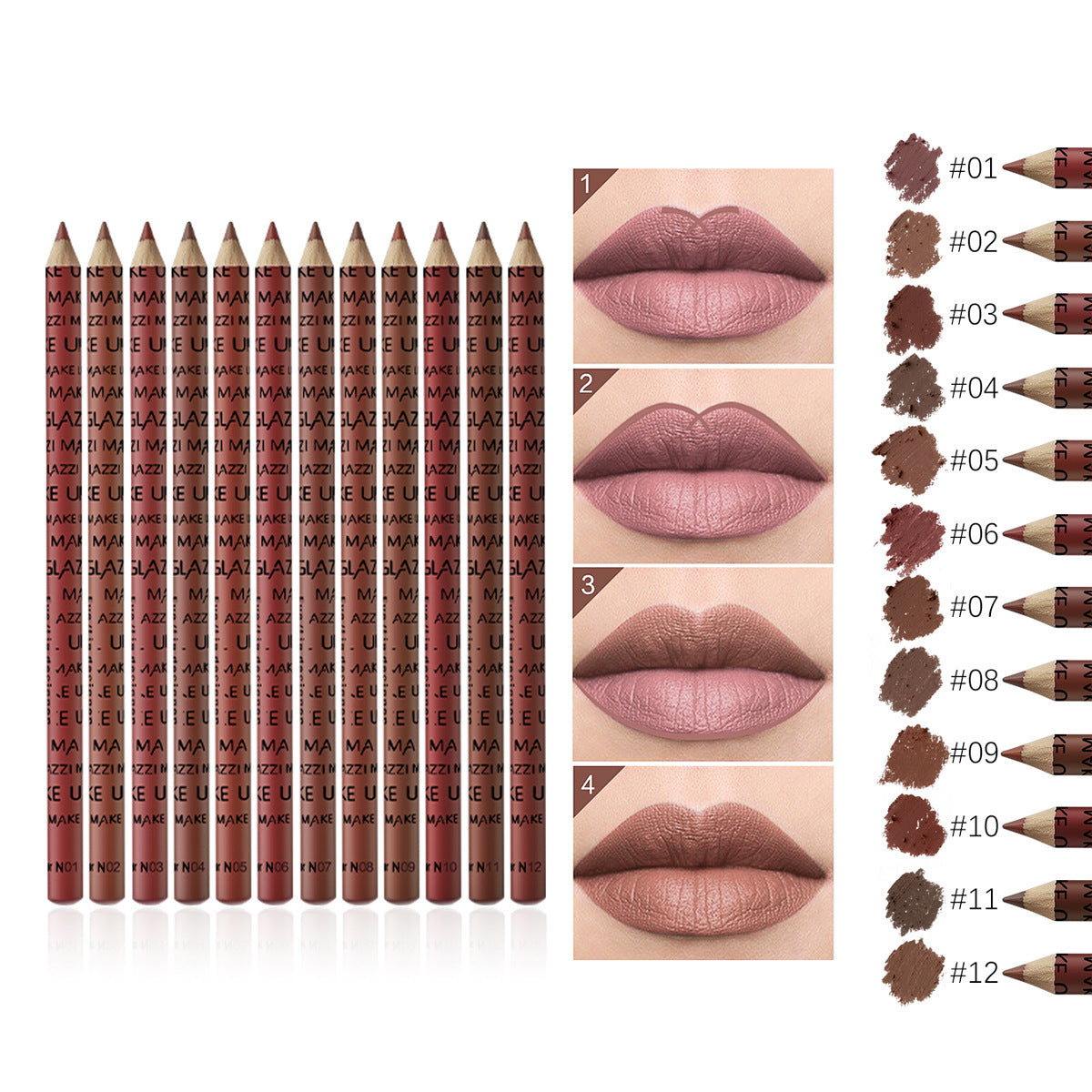 New GLAZZI12 Color Lip Liner Eyeliner Set Easy To Color Makeup Cosmetics - beautyshop-24
